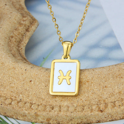 Square Shell Zodiac Necklace