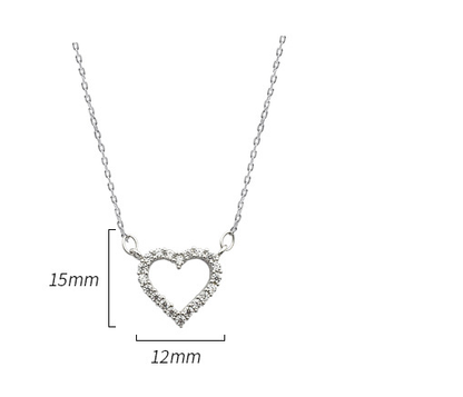 Silver Diamond Love Heart Necklace