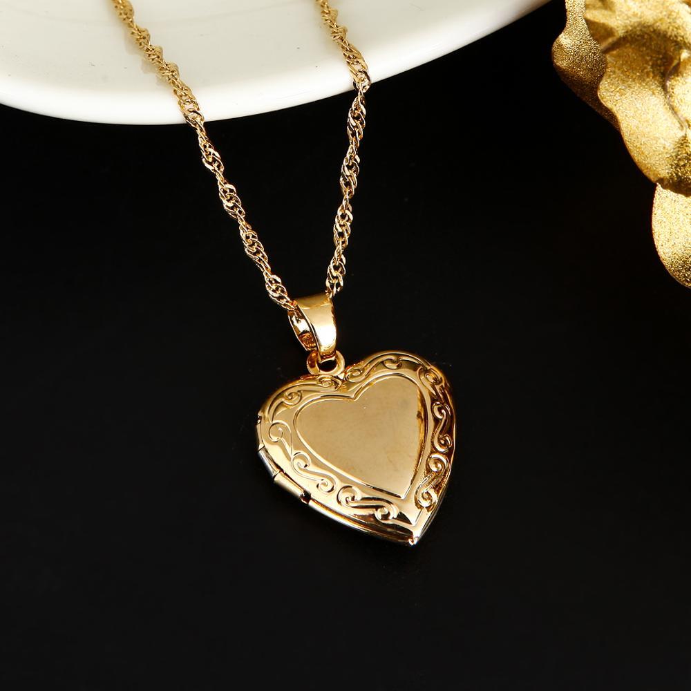 Gold Heart-Shaped Locket Pendant Necklace