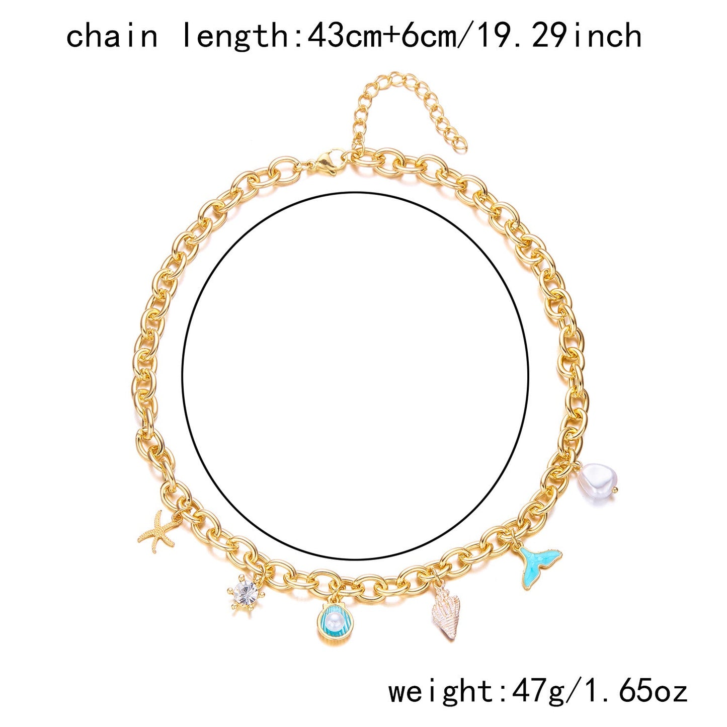 Starfish Pearl Shell Fishtail Multi-Pendant Necklace & Bracelet Set