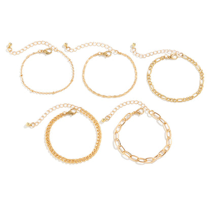 Simple Twin Cross Chain Bracelet for Women – Gold Electroplated Metal, Geometric Style, Personality Jewellery
