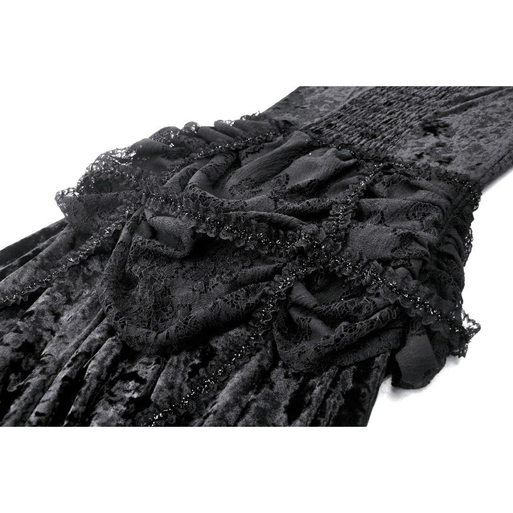 Dark in Love Seraphina Ruched Embroidered Lace Goth Cami Top in Wine Red