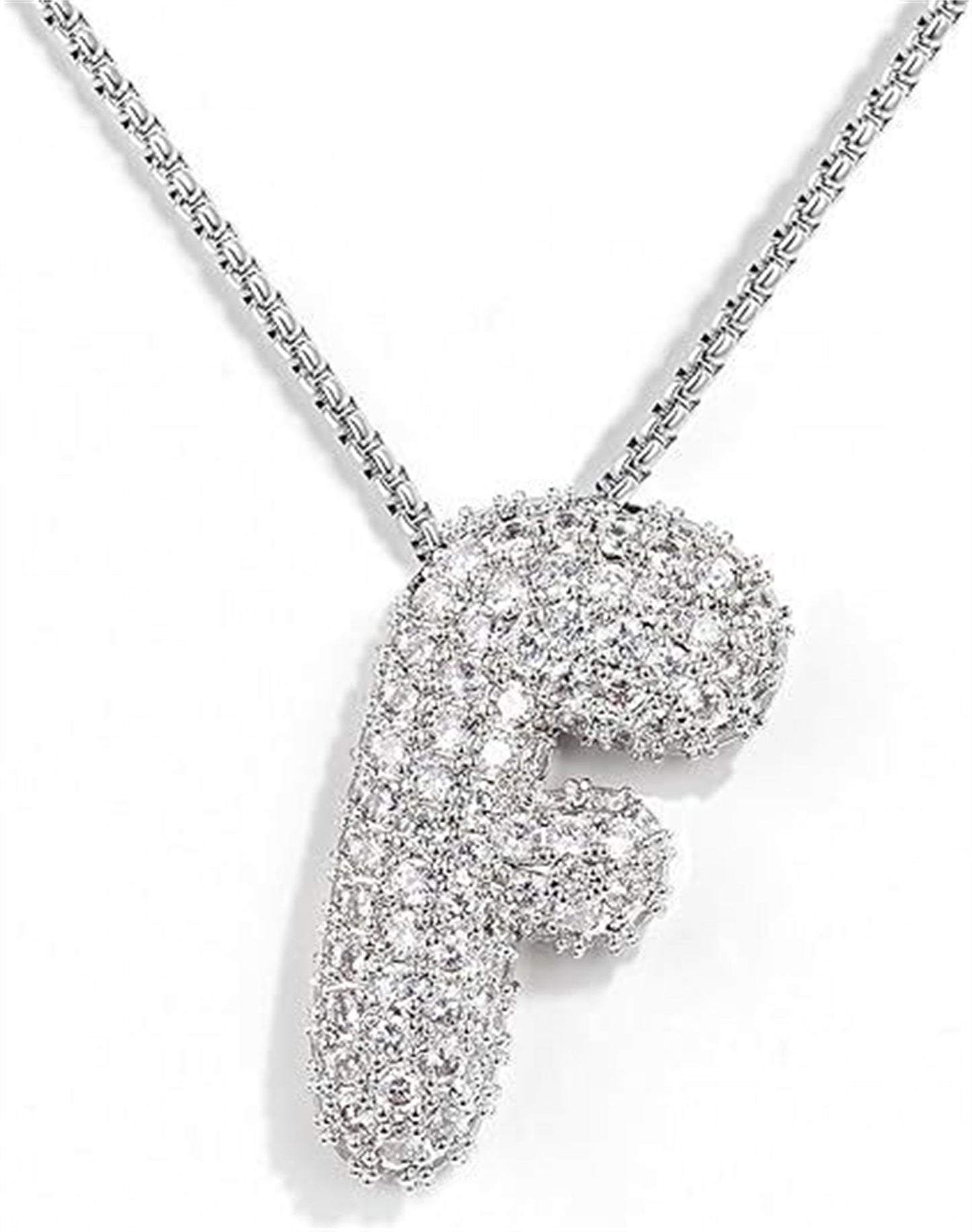 A-Z Zircon Balloon English Letter Necklace, Gold & Silver