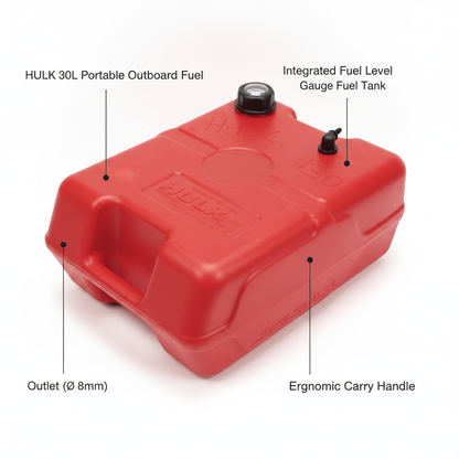 HULK 30L Portable Outboard Fuel Tank Marine Petrol Gas Can Nuova Rade with Gauge