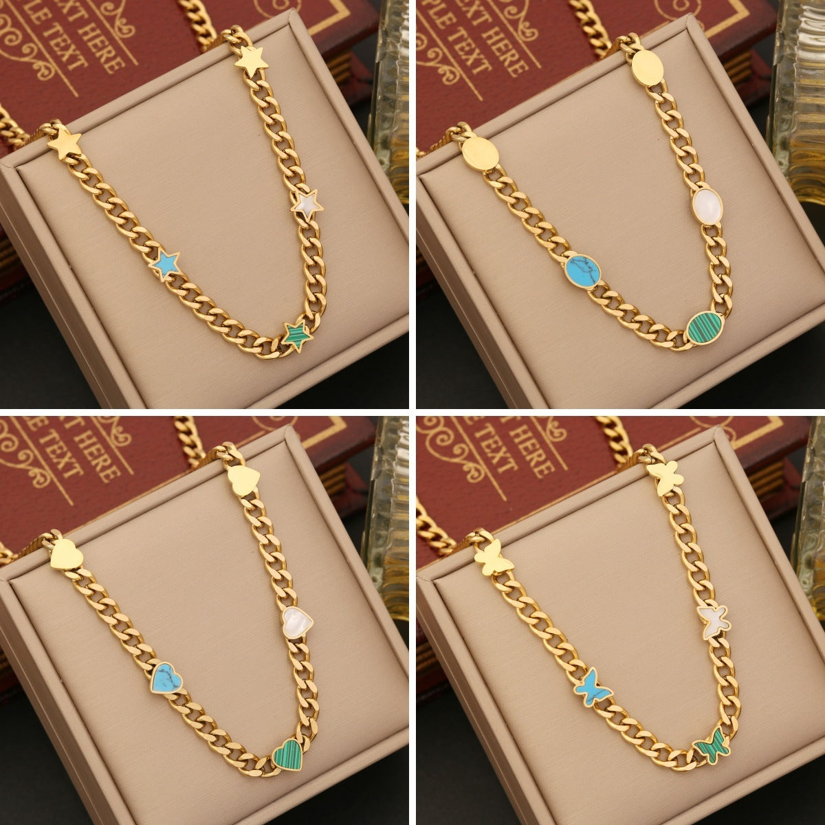 Elegant Heart & Butterfly Stainless Steel Necklace