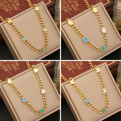 Elegant Heart & Butterfly Stainless Steel Necklace