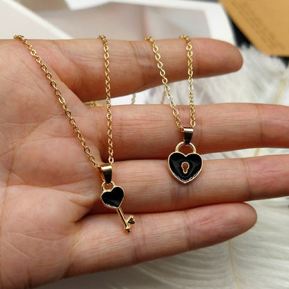 Lovers Key & Lock Necklace Set