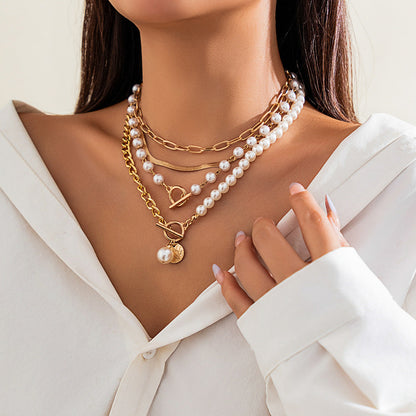 Beaded Beach Pearl Necklace with Resin Star Pendant