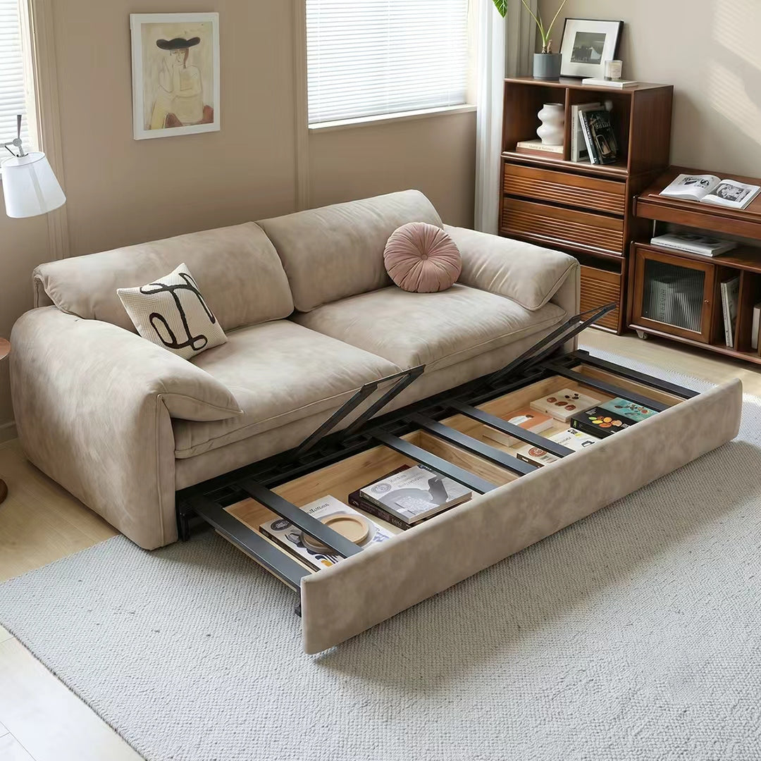 Moore Three Seater Sofa Bed With Storage, Suede