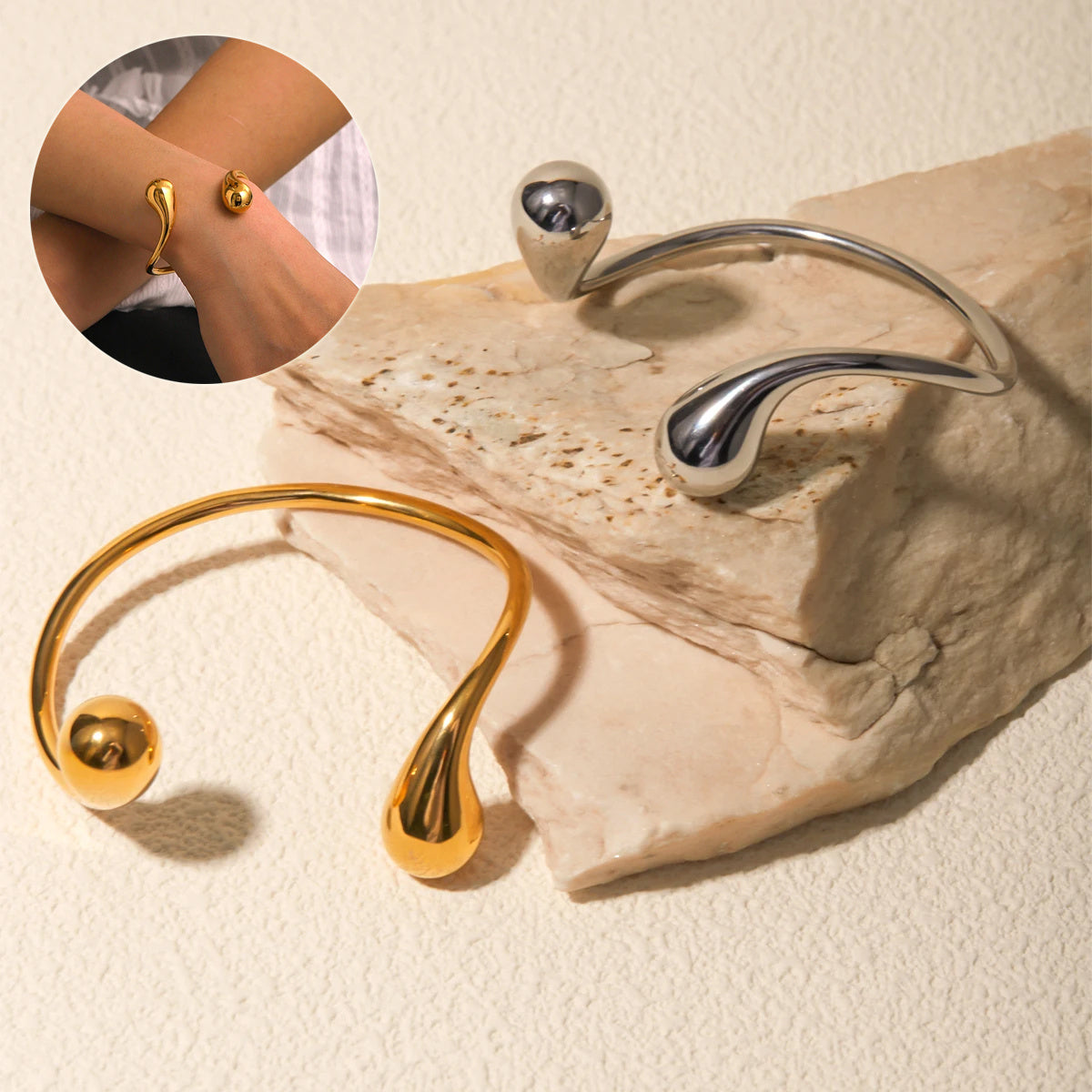 Irregular Water Drop Twist Adjustable Bangles