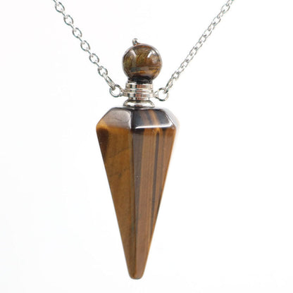 Crystal Stone Cone Perfume Bottle Necklace