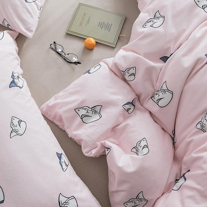 CA058 Linen Duvet Cover + Bed Sheet + 2 Pillowcases, King, More Patterns Available