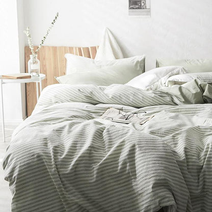 CA098 Linen Duvet Cover + Bed Sheet + 2 Pillowcases, King, More Patterns Available