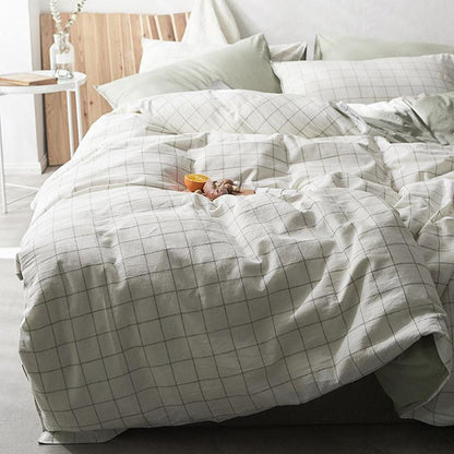 CA098 Linen Duvet Cover + Bed Sheet + 2 Pillowcases, King, More Patterns Available