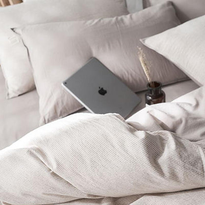 CA098 Linen Duvet Cover + Bed Sheet + 2 Pillowcases, King, More Patterns Available