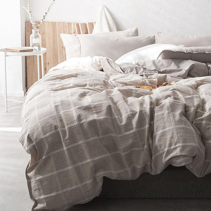 CA098 Linen Duvet Cover + Bed Sheet + 2 Pillowcases, King, More Patterns Available
