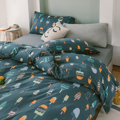 CA414 Cotton Duvet Cover + Bed Sheet + 2 Pillowcases, King, More Patterns Available