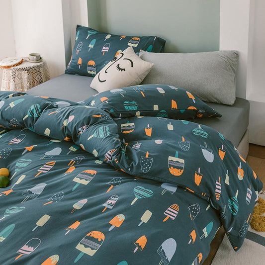 CA414 Cotton Duvet Cover + Bed Sheet + 2 Pillowcases, King, More Patterns Available