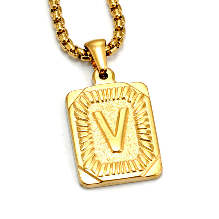 A-Z Alphabet Titanium Steel Letter Pendant Necklace