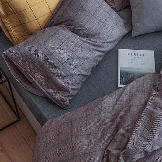 CA714 Linen Duvet Cover + Bed Sheet + 2 Pillowcases, King, More Patterns Available