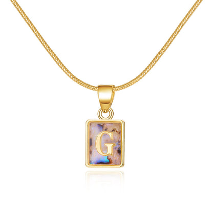 Luminous Pendant 26 Letter Square Necklace