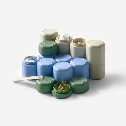 Cadence Travel Containers - Daily Routine Capsule Set with Magnetic Lids (Pacific)