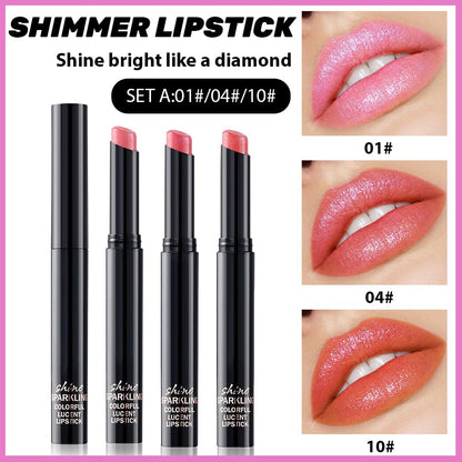 CAKAILA 3Pcs Pink Nude Orange Metallic Lipstick – Lightweight, Long-Lasting, Vegan