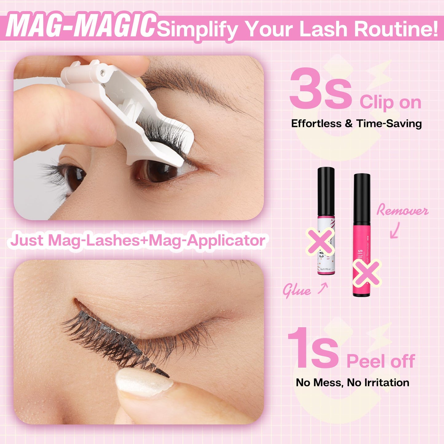 CALAILIS Magnetic Eyelashes with Applicator – Glue-Free, All-Day Comfort