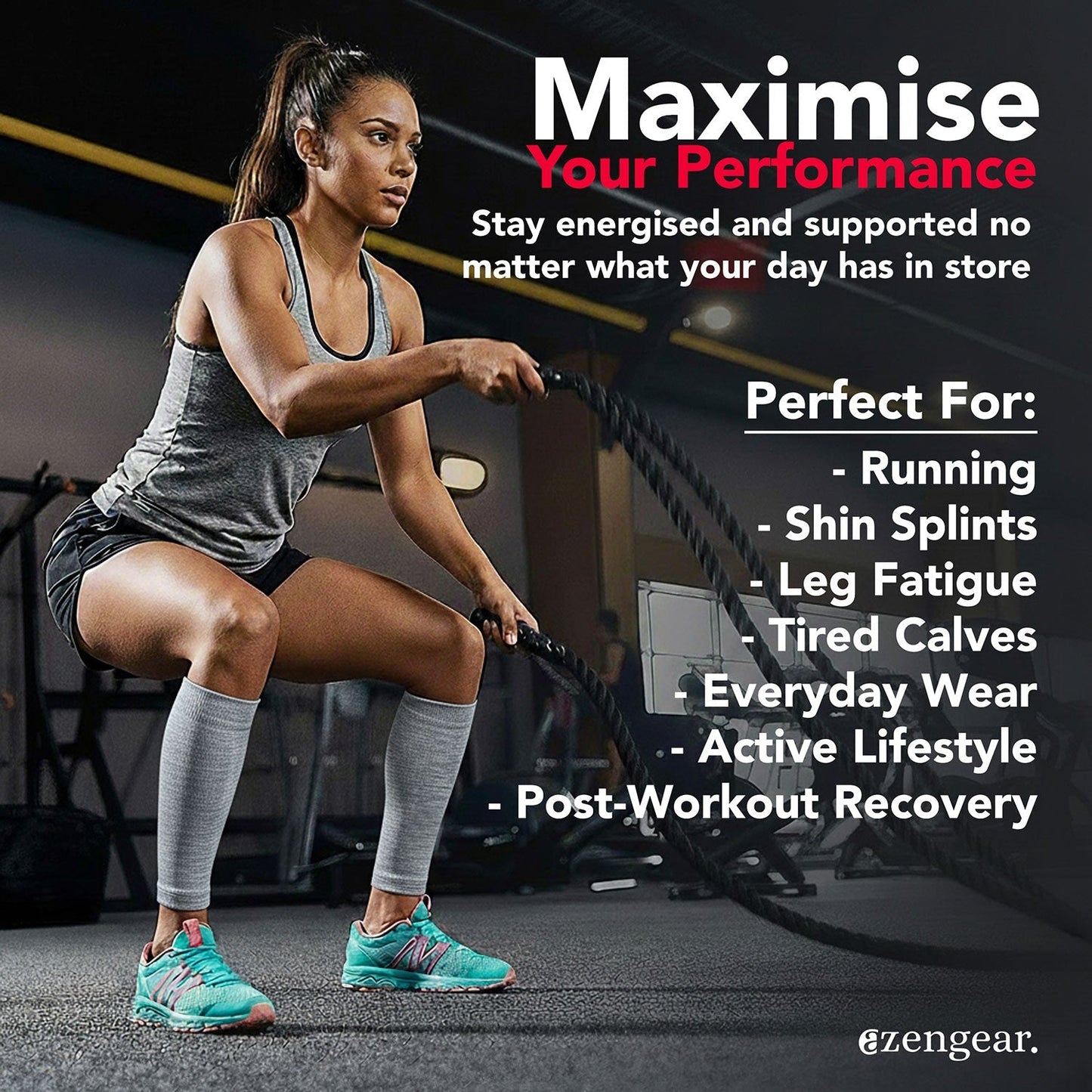 Calf Support Compression Sleeves (Pair) for Women, Men, Running, Shin Splints