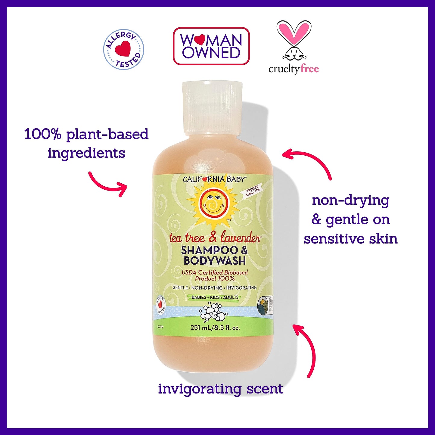 California Baby Tea Tree & Lavender Baby Wash + Shampoo – 100% Plant-Based