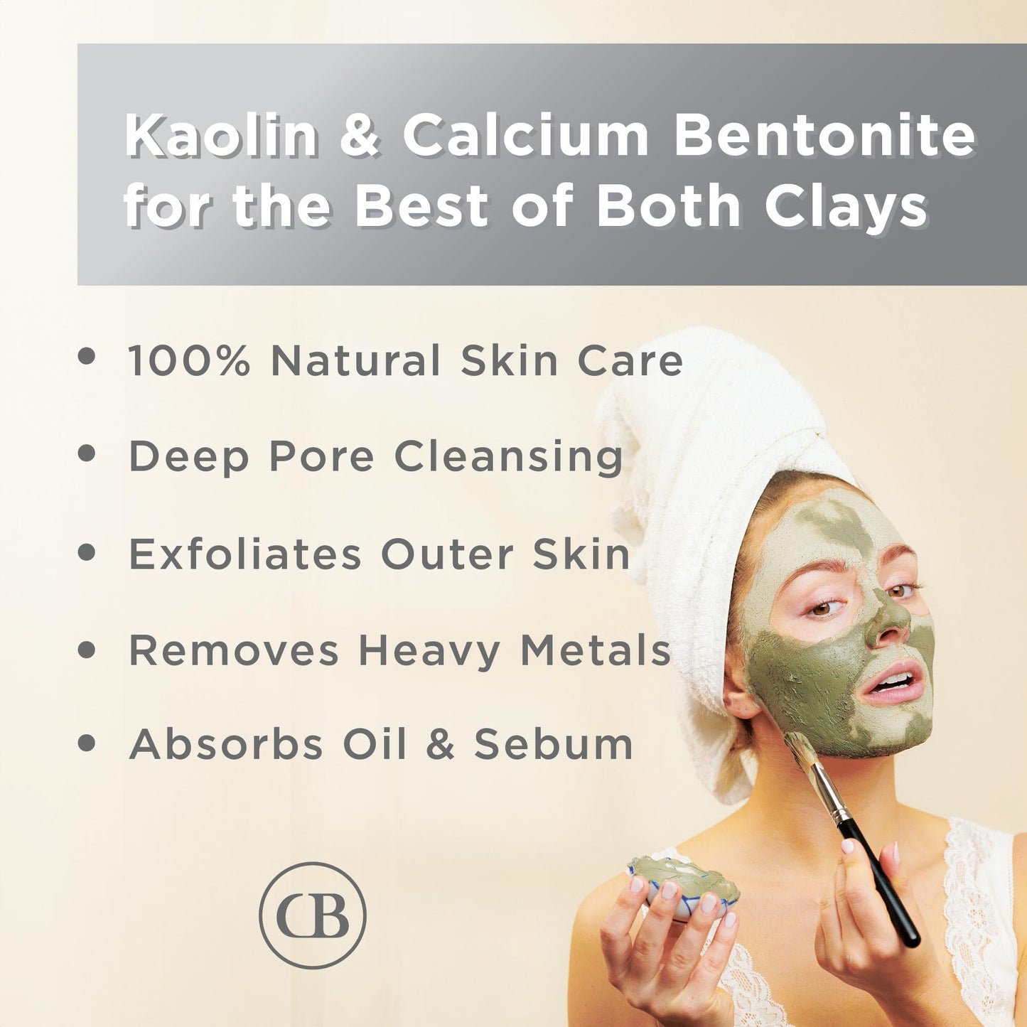 California Biology Kaolin & Calcium Bentonite Clay | Indian Healing Clay for Face & Body | 16 oz