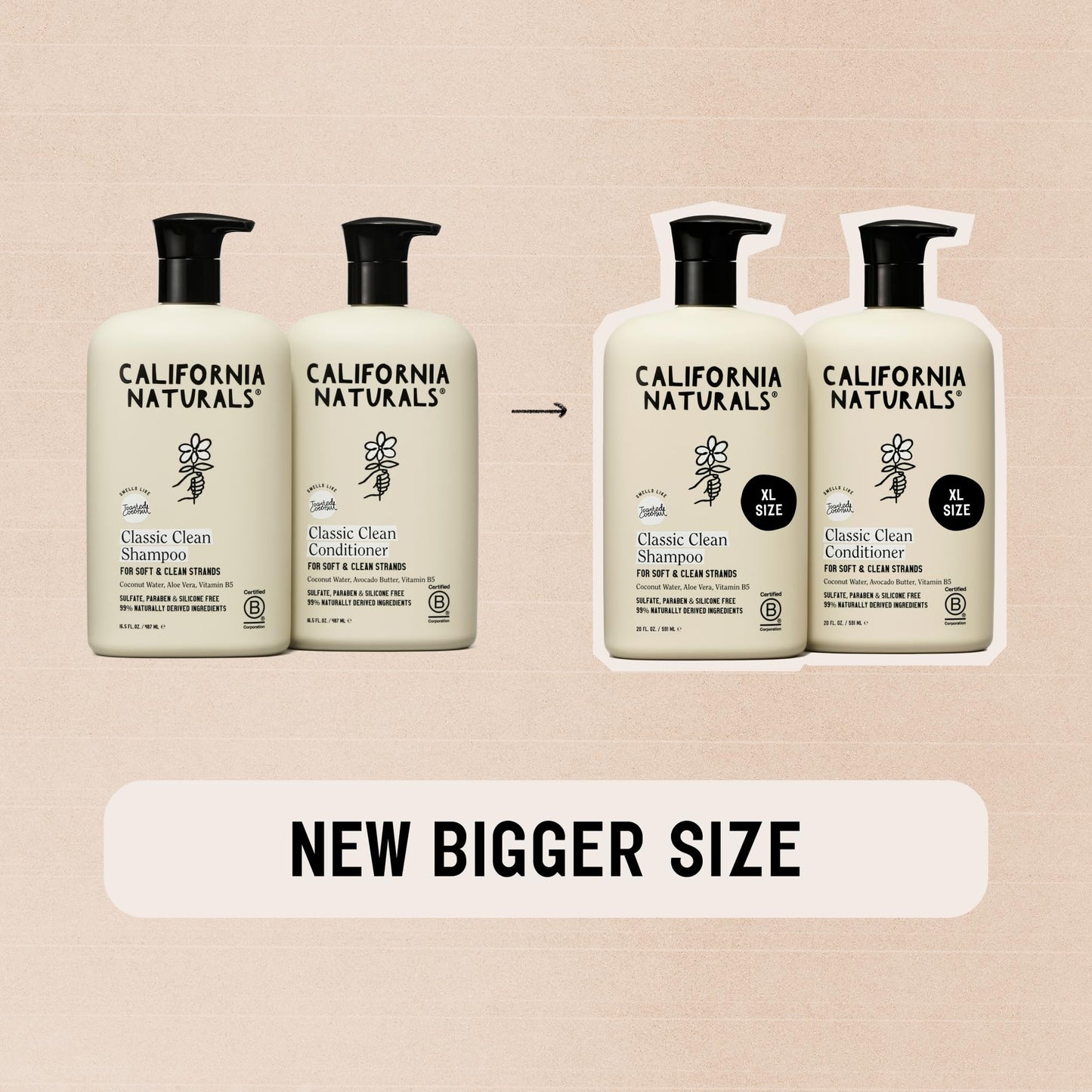 California Naturals Coconut Shampoo & Conditioner Set – 2x20oz, Vegan & Cruelty-Free