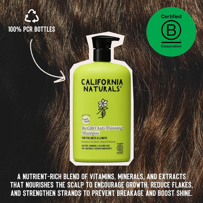 California Naturals Re:GRO Shampoo for Hair Growth Support – Biotin, Rosemary & Caffeine | Vegan, Cruelty-Free | 20 fl oz