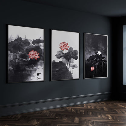 Calming Art | Set of 3 Asian Inspired Wall art Prints