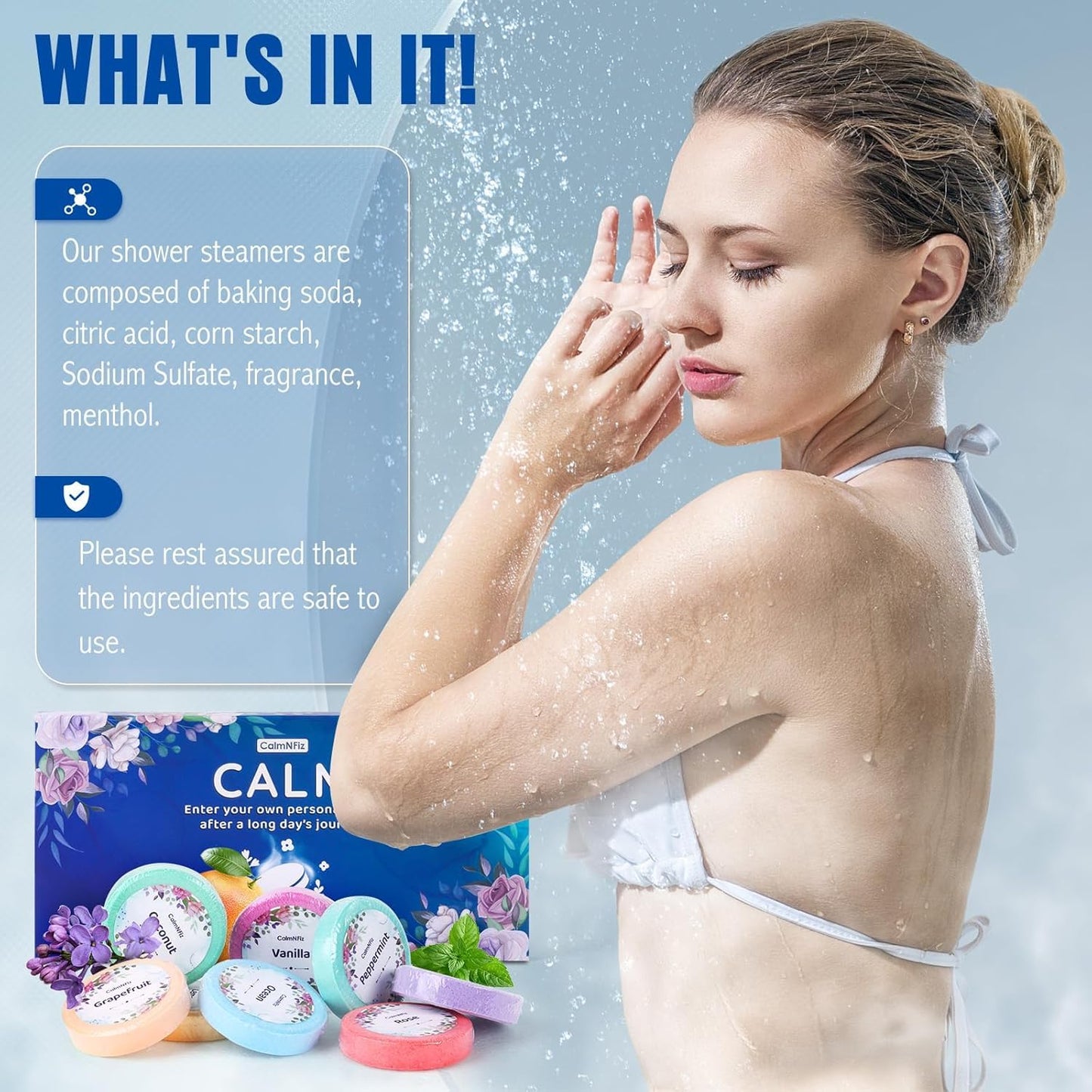 CalmNFiz Shower Steamers 16 Pack – Organic Fragrances for Relaxing Showers
