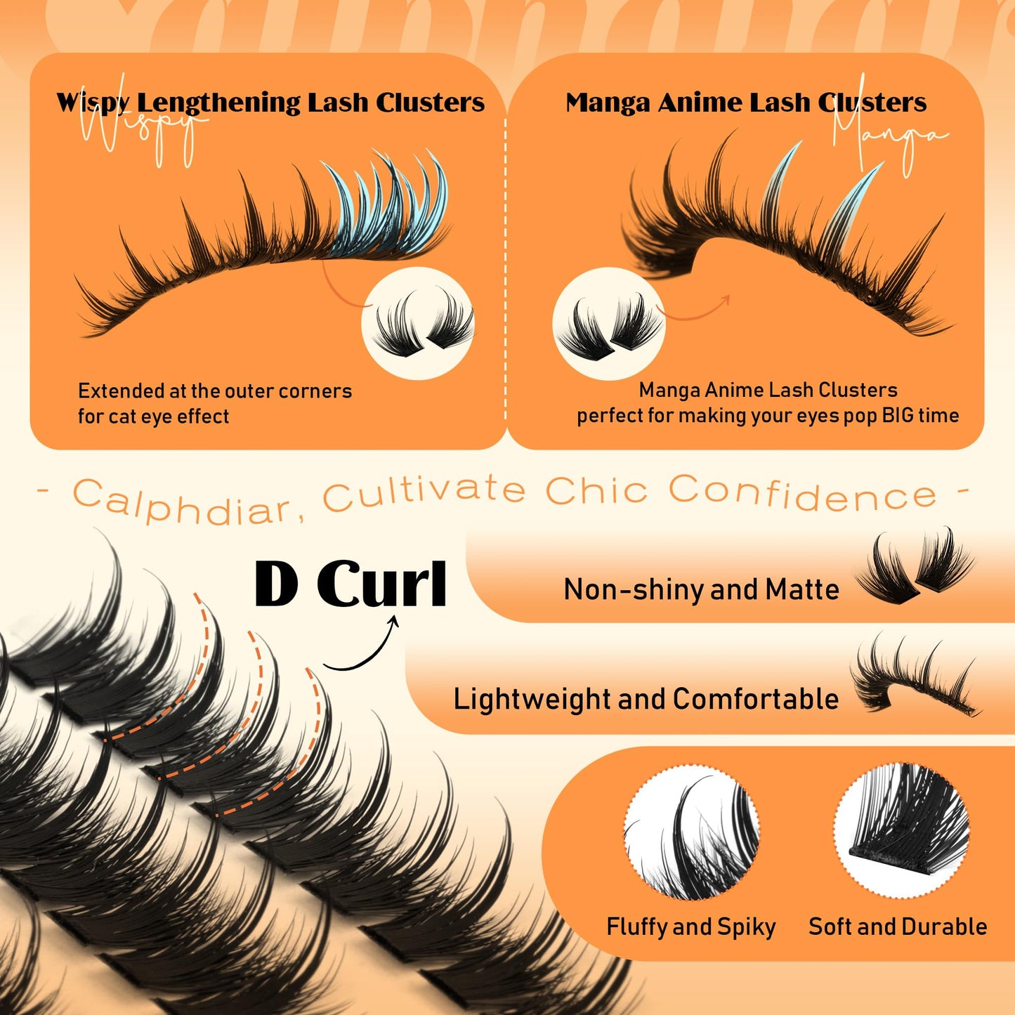 Calphdiar Manga Lash Clusters – Natural Spiky Eyelash Extensions for Cat Eye & Open Eye Looks