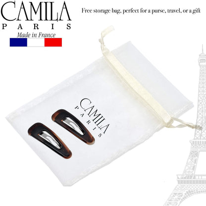 Camila Paris AD89/2 French Hair Barrettes – 3-Inch Tortoise Clips, Strong Hold, Made in France