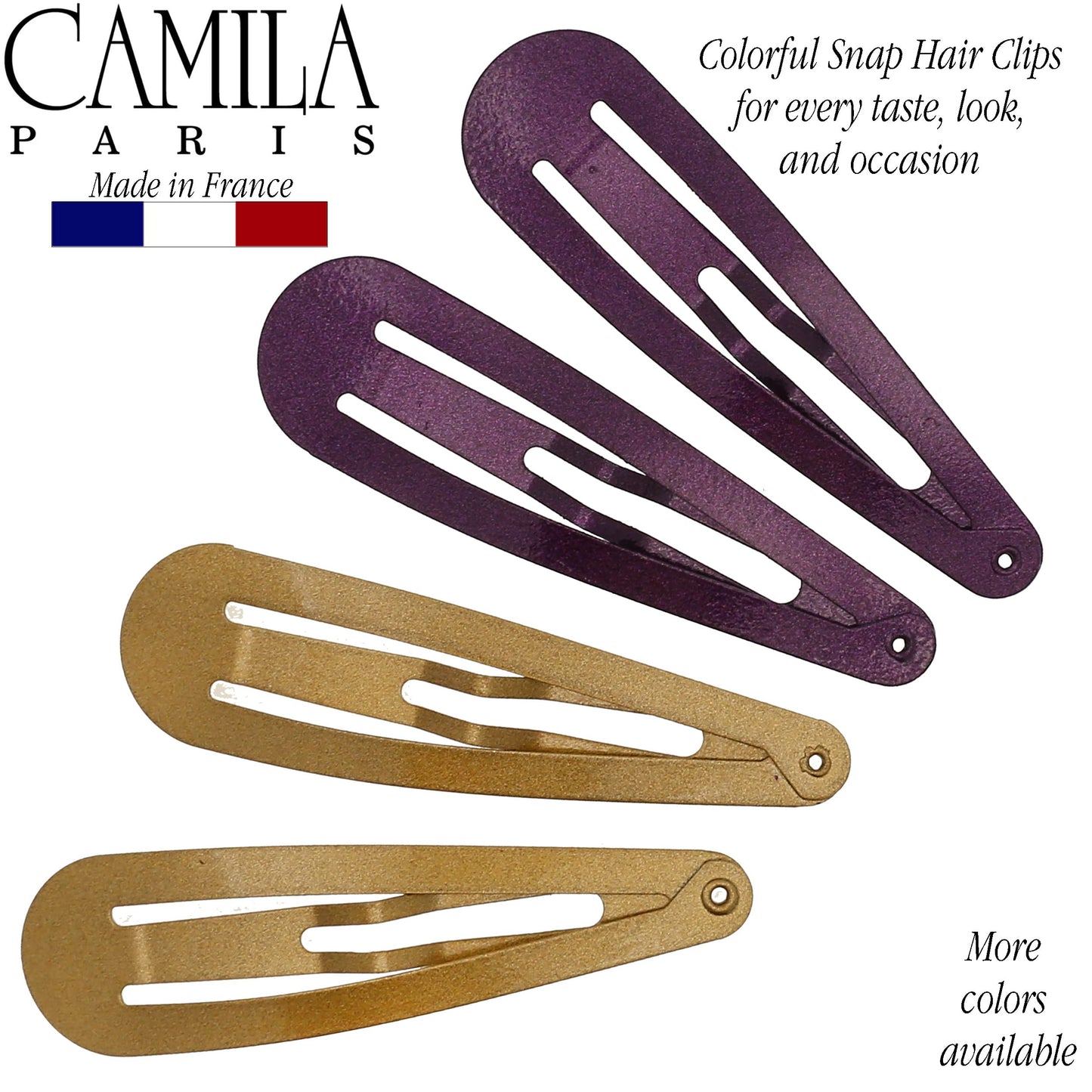 Camila Paris CP1330E French Hair Barrettes – Strong Hold Snap Clips, Made in France