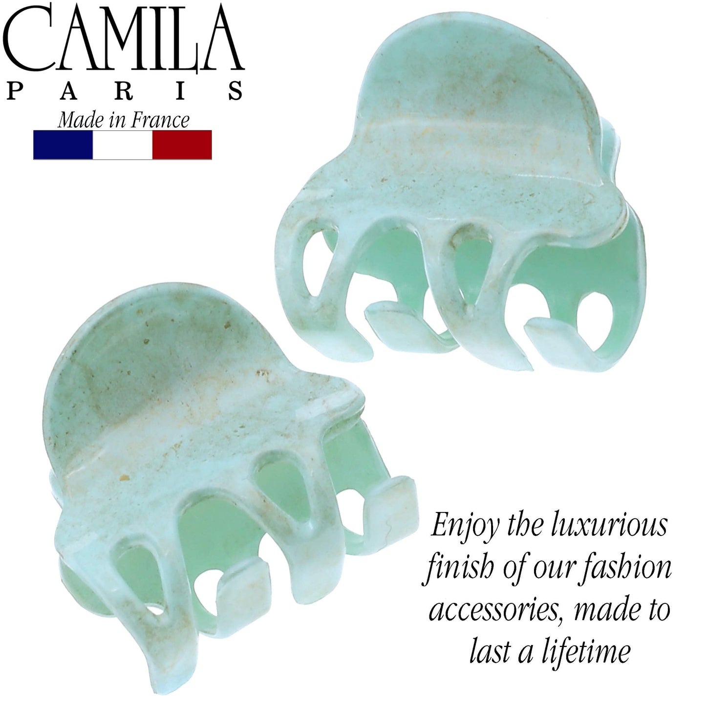 Camila Paris CP3088 French Hair Clip Set – Mint Claw Clips, Strong Hold (2-Pack)