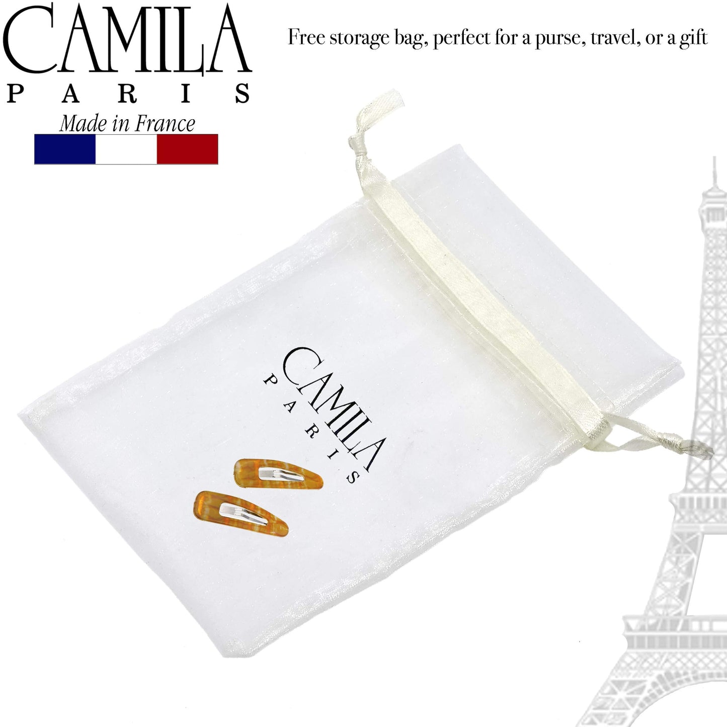 Camila Paris CP3092 French Hair Barrettes Clips – Strong Hold Snap Hair Clips for Women, Made in France