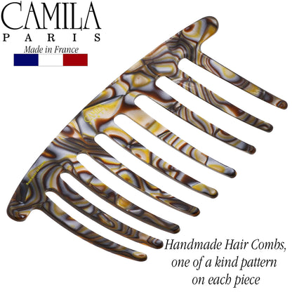 Camila Paris CP3182 French Handmade Side Comb – Onyx 4-Inch Curved Hair Clip