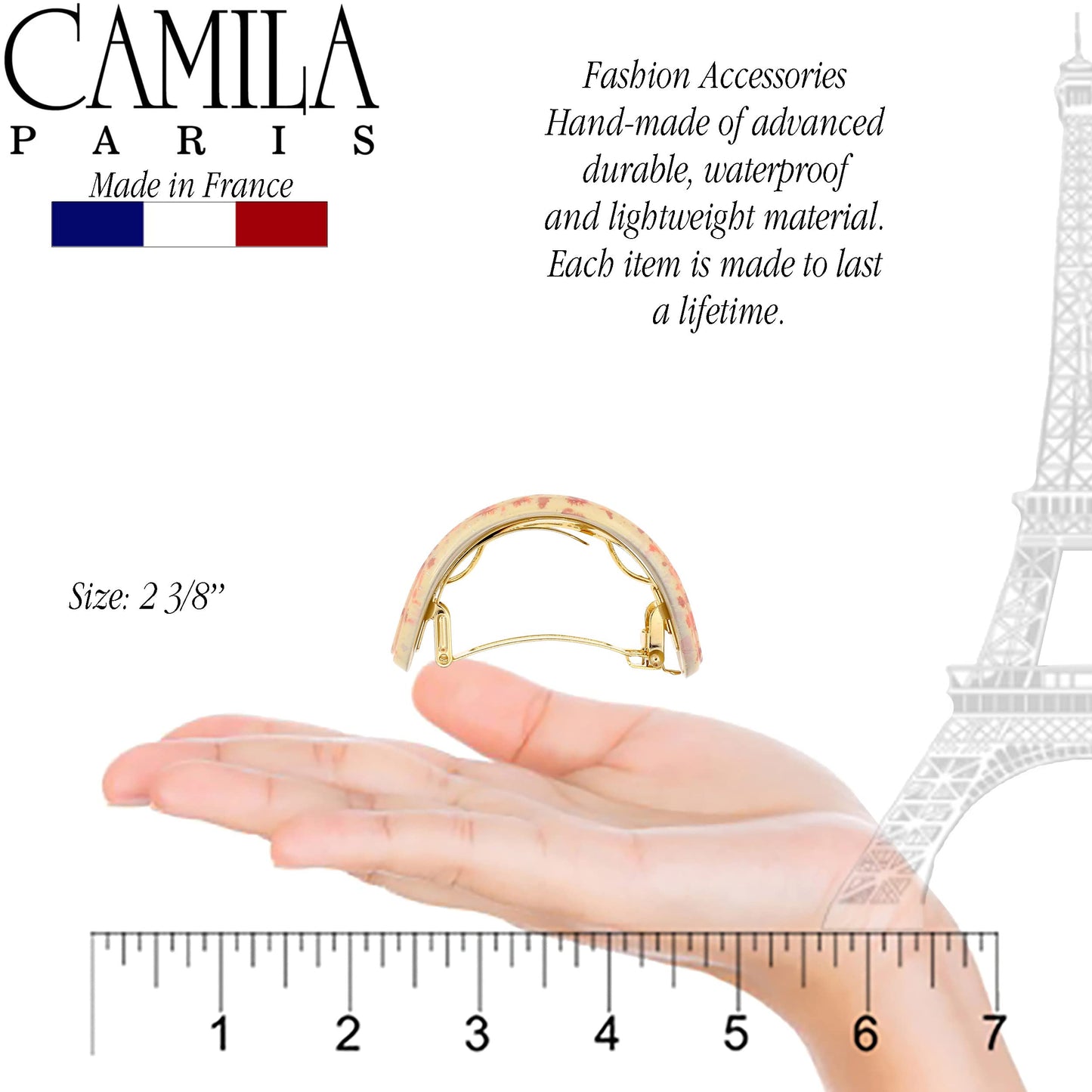 Camila Paris CP3234 Beige French Hair Barrette – Strong Hold for Fine Long Hair