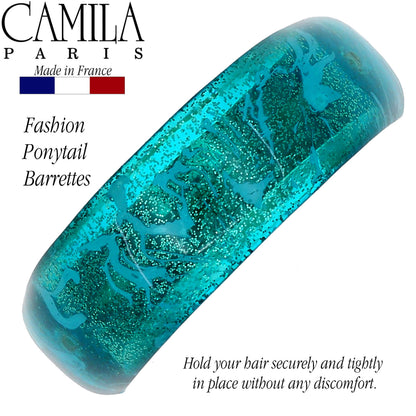 Camila Paris CP3300 Turquoise French Hair Barrette – Strong Hold Clip for Fine Long Hair | Made in France