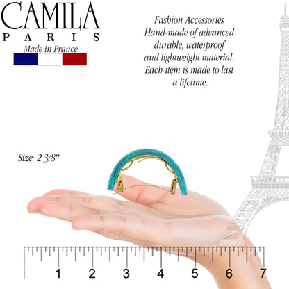 Camila Paris CP3300 Turquoise French Hair Barrette – Strong Hold Clip for Fine Long Hair | Made in France