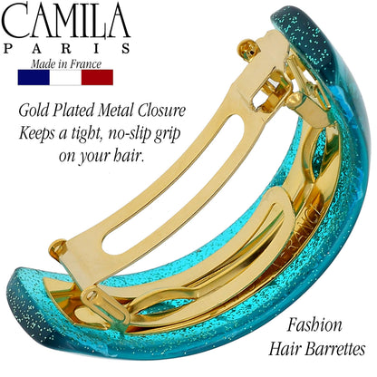 Camila Paris CP3300 Turquoise French Hair Barrette – Strong Hold Clip for Fine Long Hair | Made in France
