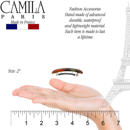 Camila Paris CP3328 French Hair Barrette Clip – 2-Pack (Orange), Strong Hold with Rubberized Clasp, Made in France