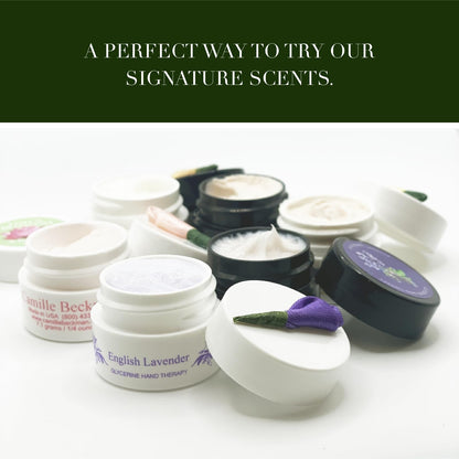 Camille Beckman Glycerine Hand Therapy Sampler — 6 Travel Pots, 0.25 oz Each
