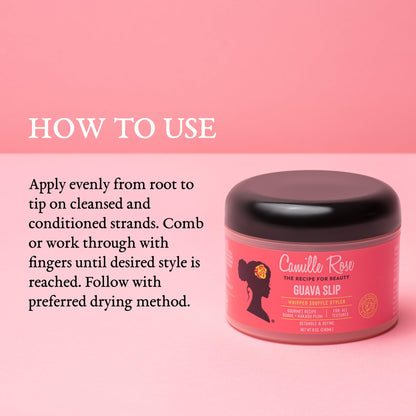 Camille Rose Guava Whipped Hair Styling Cream – Detangle, Frizz Control & Curl Definition (8 oz)
