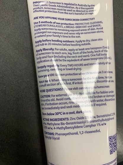 Cancer Council Australia Sensitive Sunscreen SPF50+ 110 ml – Fragrance-Free, Dermatologist Tested