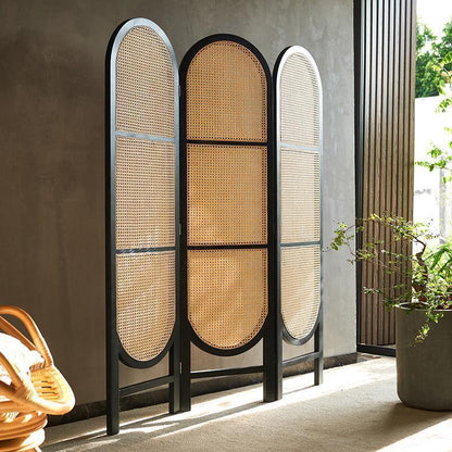 Cane Rattan Room Divider/ Screen, Oak